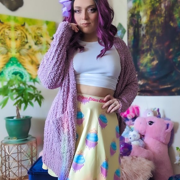 Cozy Popcorn Cardigan Sweater - Lilac - Picture 4 of 5